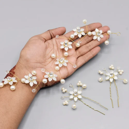 1-Set-Wedding-Headdress-Accessories-Hearband-Haripin-Handmade-Flower-Pearl-Hair-Band-Headdress-Flower-Girl-Hair-Vine
