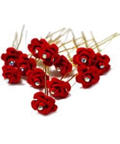 Red Rose Bridal Hair Pins Set