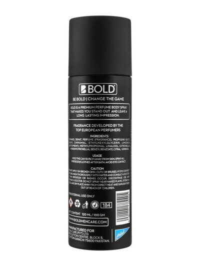 Bold Black Collection Fresh Long Lasting Perfume Body Spray For Men, 120ml