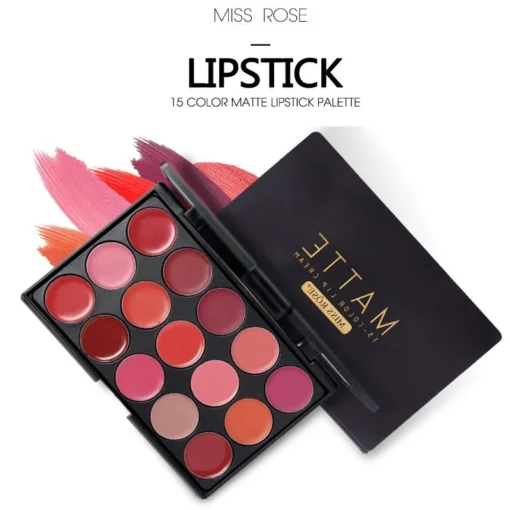 Miss Rose 15 Color Lipstick Matte Lip Cream Palette