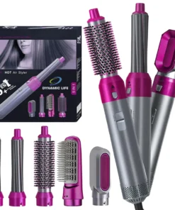 5-in-1 Hair Styling Tool: Hot Air Comb, Dryer, Curler, Straightener