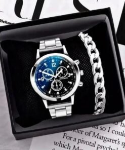 Elegant Business Sport Watch with Silver Bracelet for Men/Boys