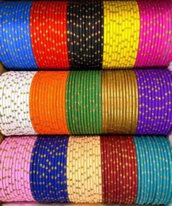 2 dozen Trendy metal matt golden dotted bangles