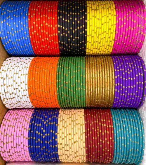 2 dozen Trendy metal matt golden dotted bangles