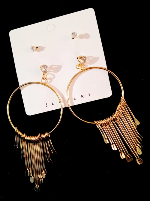 Earring Gold Round Cool Style