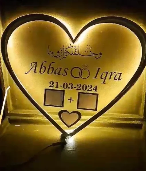 Nikkah Thumb Board With Neon Light