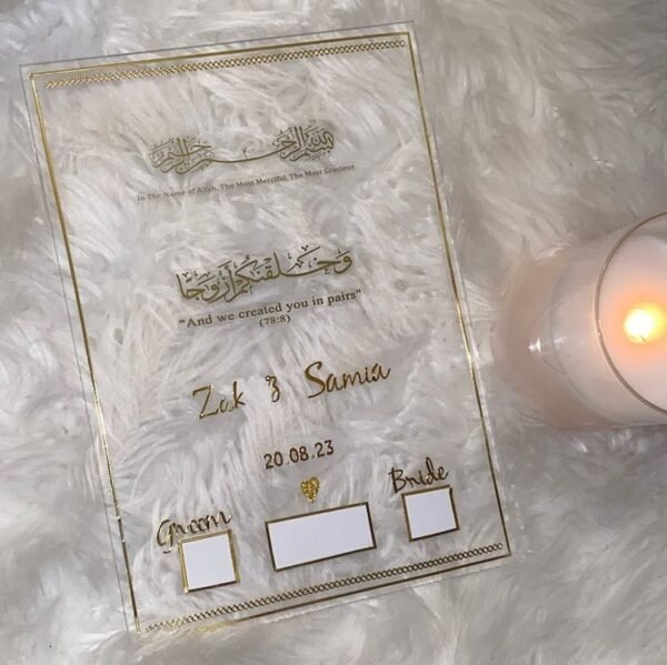 Nikah Acrylic Board Fingerprint Contracts