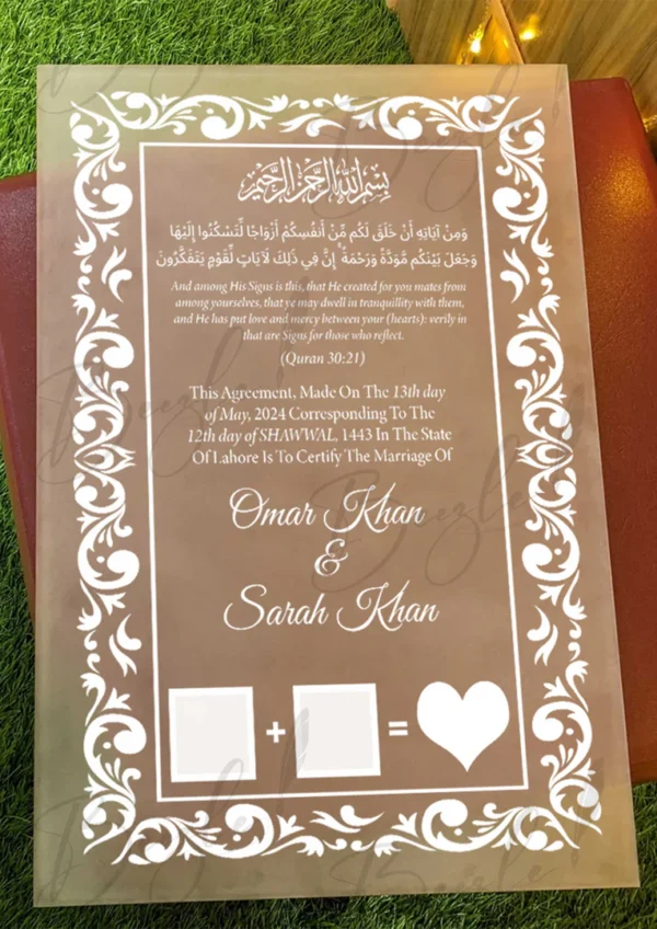 Nikah Acrylic Board Fingerprint Contracts