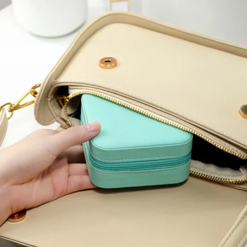 Portable Jewelry Case, Leather - Travel Storage Organizer