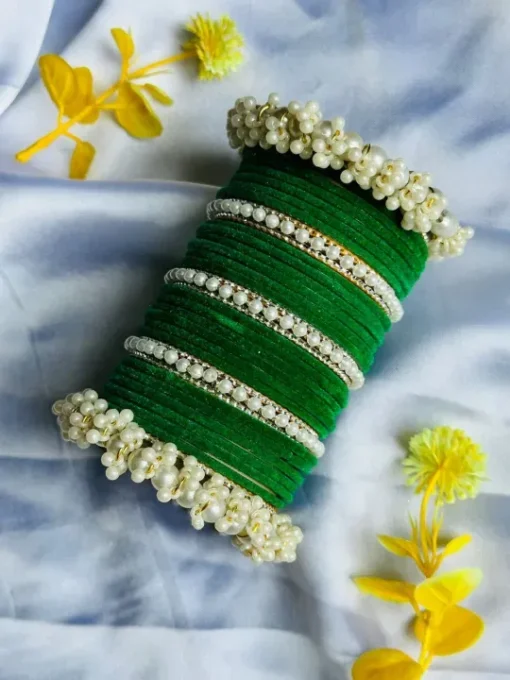 Stylish Velvet Glass Bangles Set – Perfect for Girls & Women