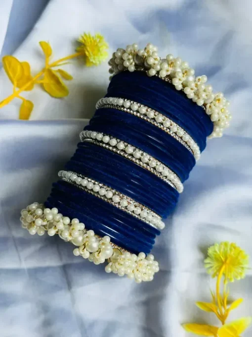 Stylish Velvet Glass Bangles Set – Perfect for Girls & Women