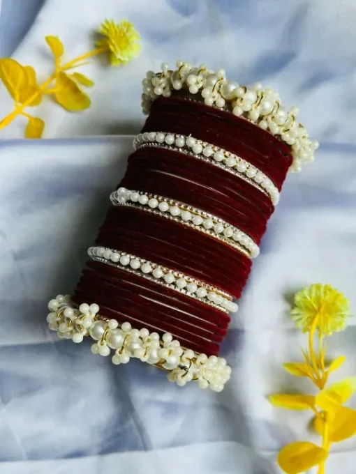 Stylish Velvet Glass Bangles Set – Perfect for Girls & Women