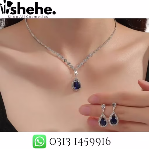 Luxury Blue Sapphire Teardrop Jewelry Set