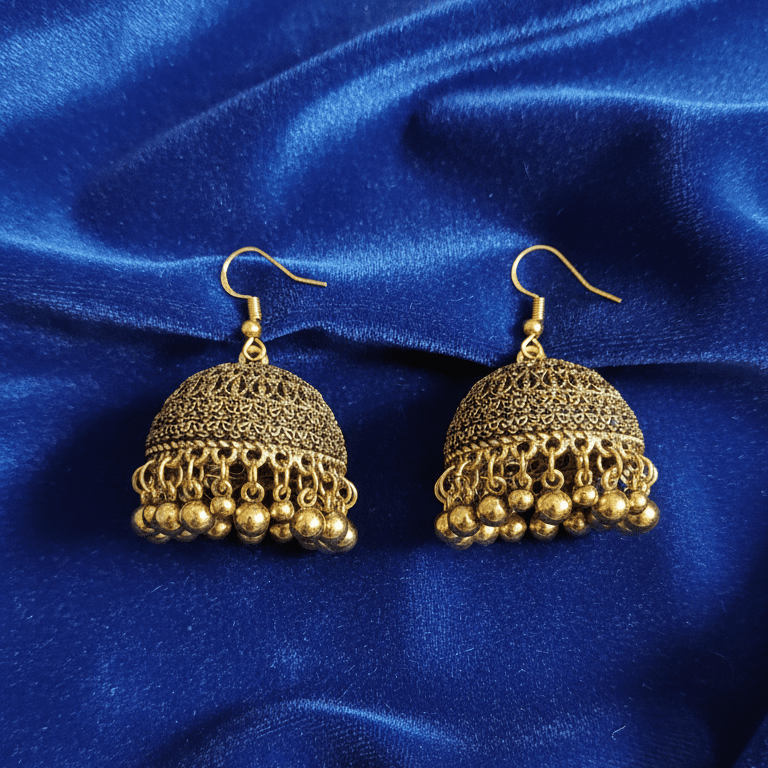 Vintage gold-plated jhumkas Vintage Gold-Plated Jhumkas