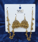 Traditional Golden Jhumki Set with Sahare