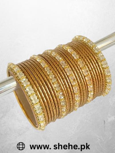 Luxury Golden Crystal Moti bangles